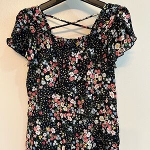 No Boundaries Black Floral Blouse